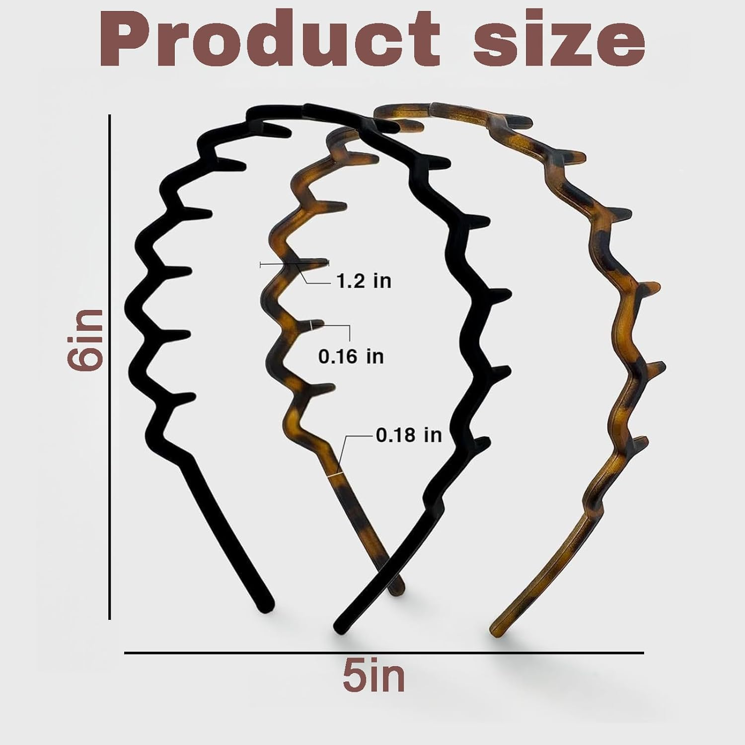 Jeyzuroa 2 Pack Toothed Headbands for Women - Fashion Plastic Hair Hoops with Comb Design, Wavy Zigzag Hairbands image number 4