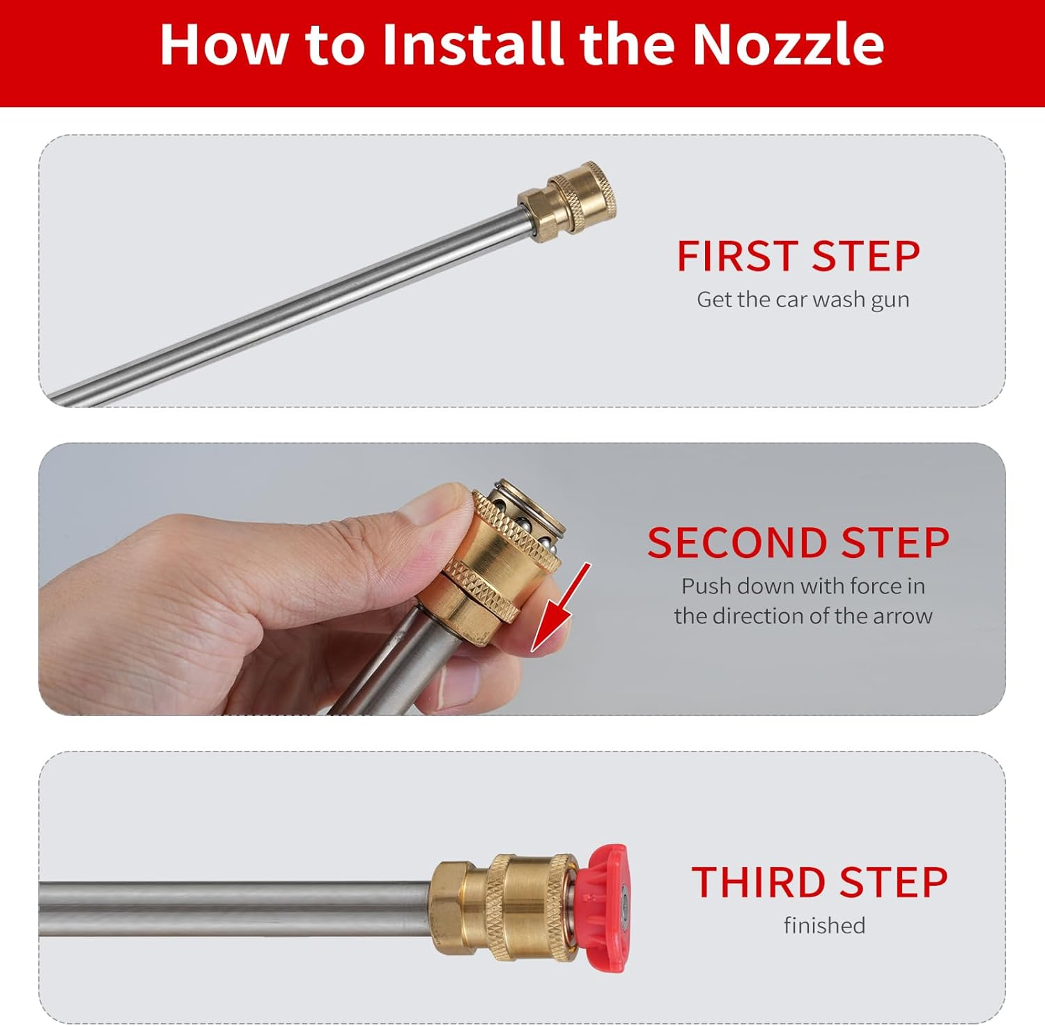 Eacam Pressure Washer Gun with Replacement Wand Extension, 5000PSI Washing Gun with 1/4Inch Quick Connect, M22 Water Hose Connector&5Pcs Color Nozzle Tips image number 4