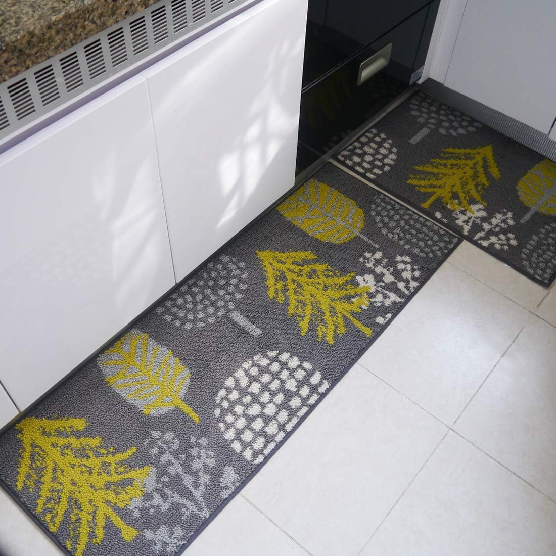 Morgantag Indoor Entrance Mat 17.5"X47.5", Non-Slip Absorbent Dirt Trapper Rug, Kitchen Rug, Front Door Mat, Machine Washable, Gold