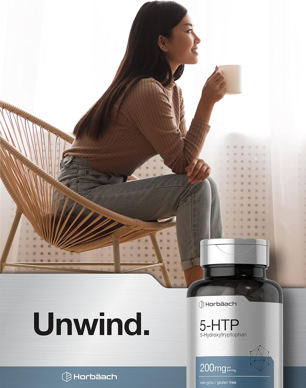 5HTP 200Mg Capsules | 180 Capsules | Griffonia Simplicifolia | 5HTP Extra Strength Supplement | Non-Gmo, Gluten Free | 5 Hydroxytryptophan | by Horbaach image number 1