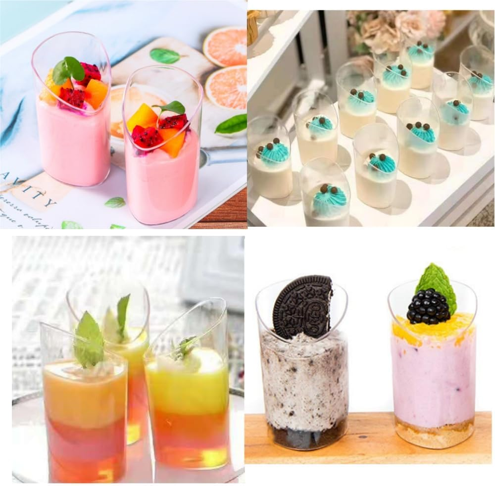 DACUAN 50Pcs Dessert Cups,Small Reusable,For Mousse, Pudding, Ice Cream, Desserts, Drinks, Washable Clear Dessert Cups for Mousse.（Round） image number 3
