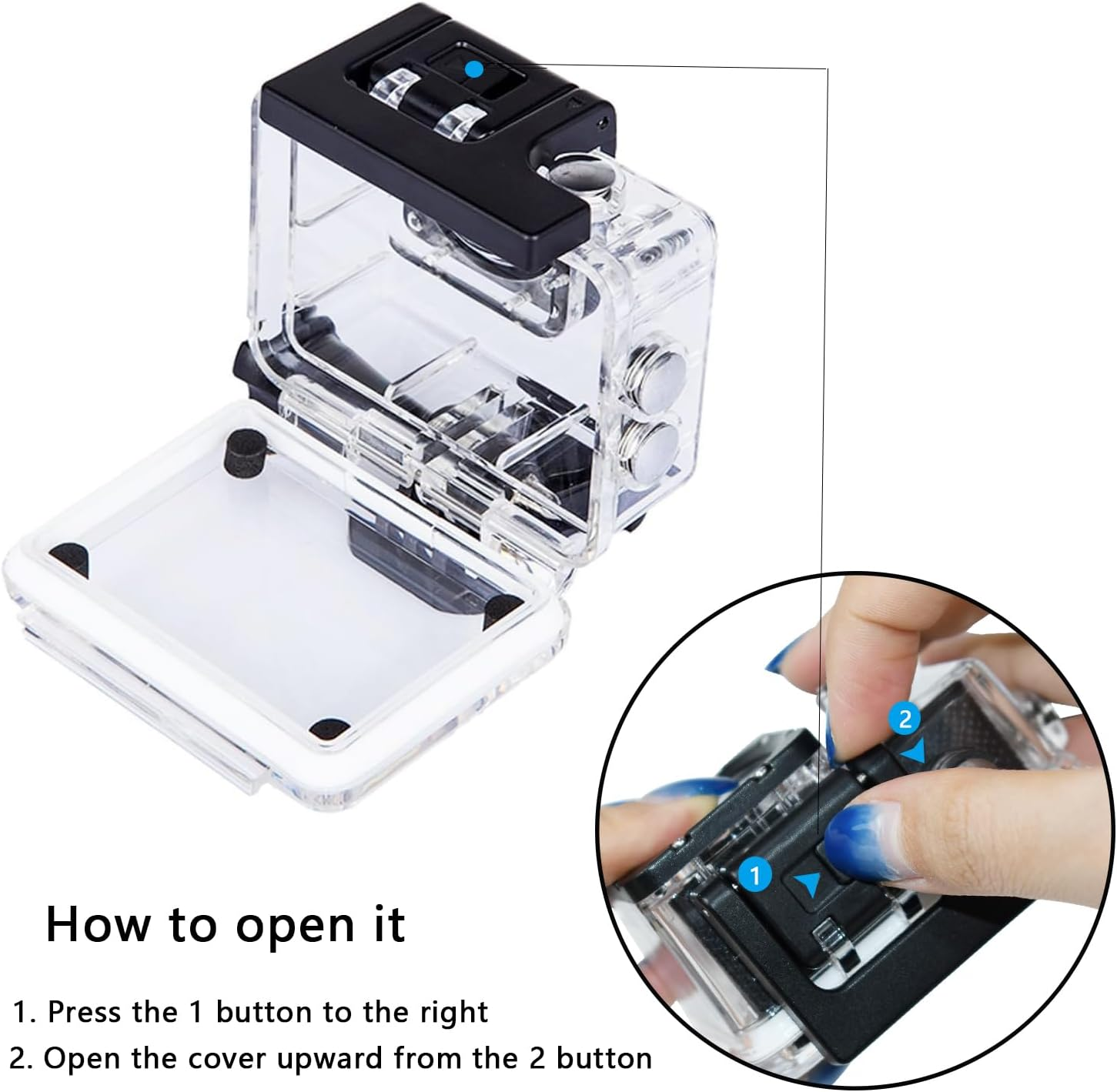 TEKCAM Professional Waterproof Case for DBPOWER 4K Waterproof Action Camera 12MP / AKASO EK7000 EK5000 / ODRVM Full HD Sports Camera Housing Case Underwater Shell image number 6