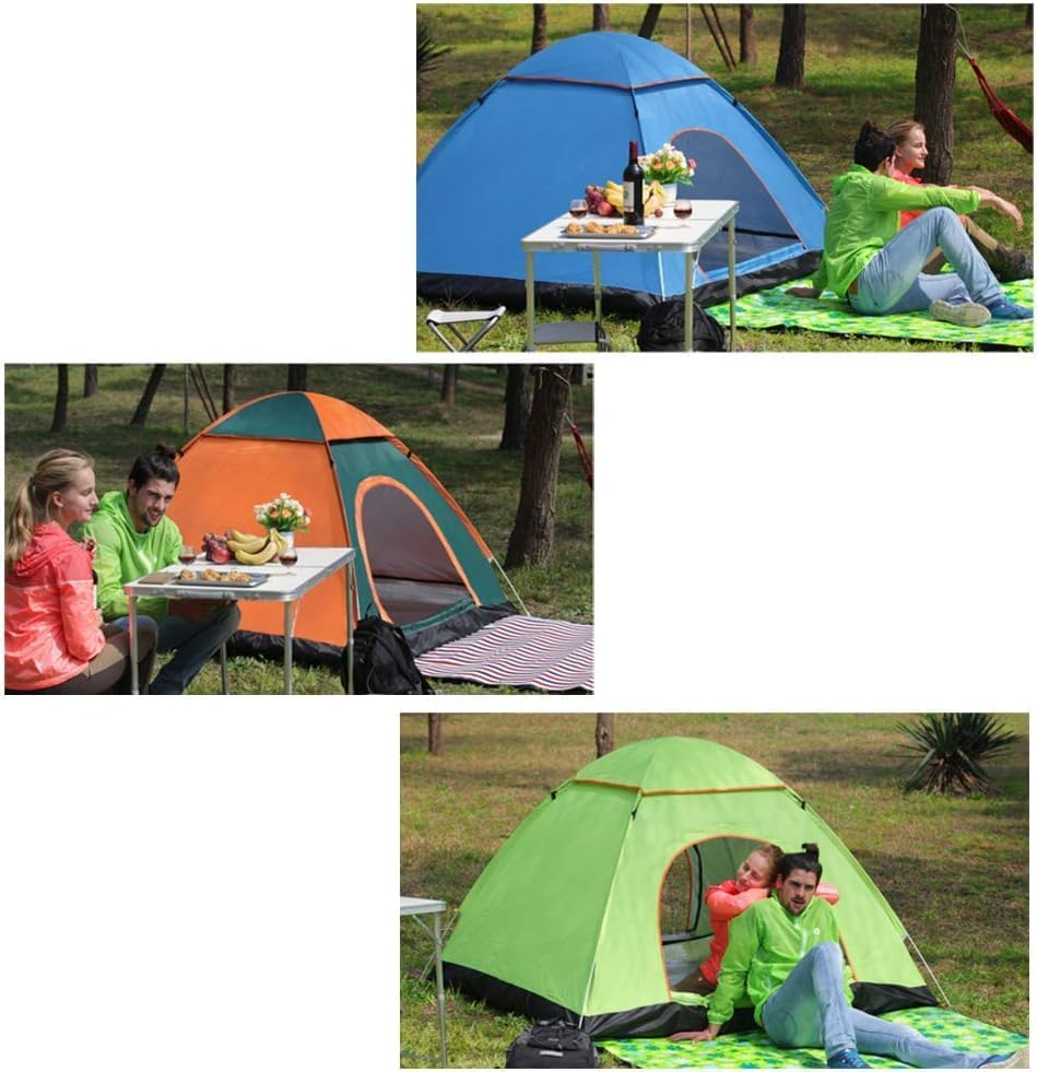 Camping Tent, 3/4 Person Pop up Camping Tent, Outdoor Easy Set up Automatic Travel Tent, Includes Pillow, Moisture-Proof Mat, Night Light, Portable Backpacking Waterproof Anti-Uv Sun Shelter Tent