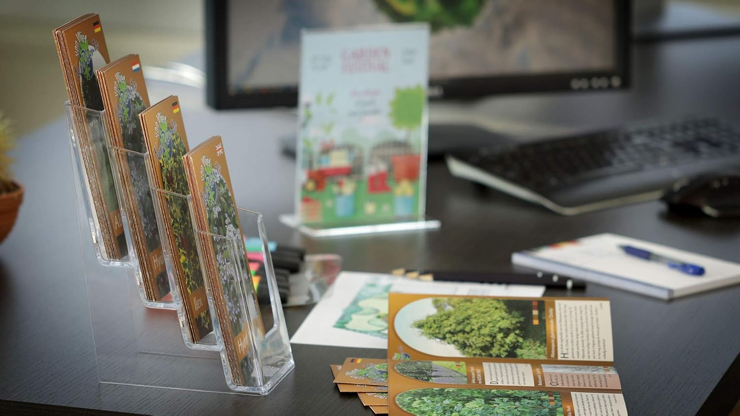 Opus 2 4-Tier Leaflet & Brochure Holder | for 1/3 A4 Size Literature | Clear Acrylic Construction | Booklet, Flyer & Menu Display & Dispenser for Office, Restaurants & Reception | Portrait | Clear image number 3