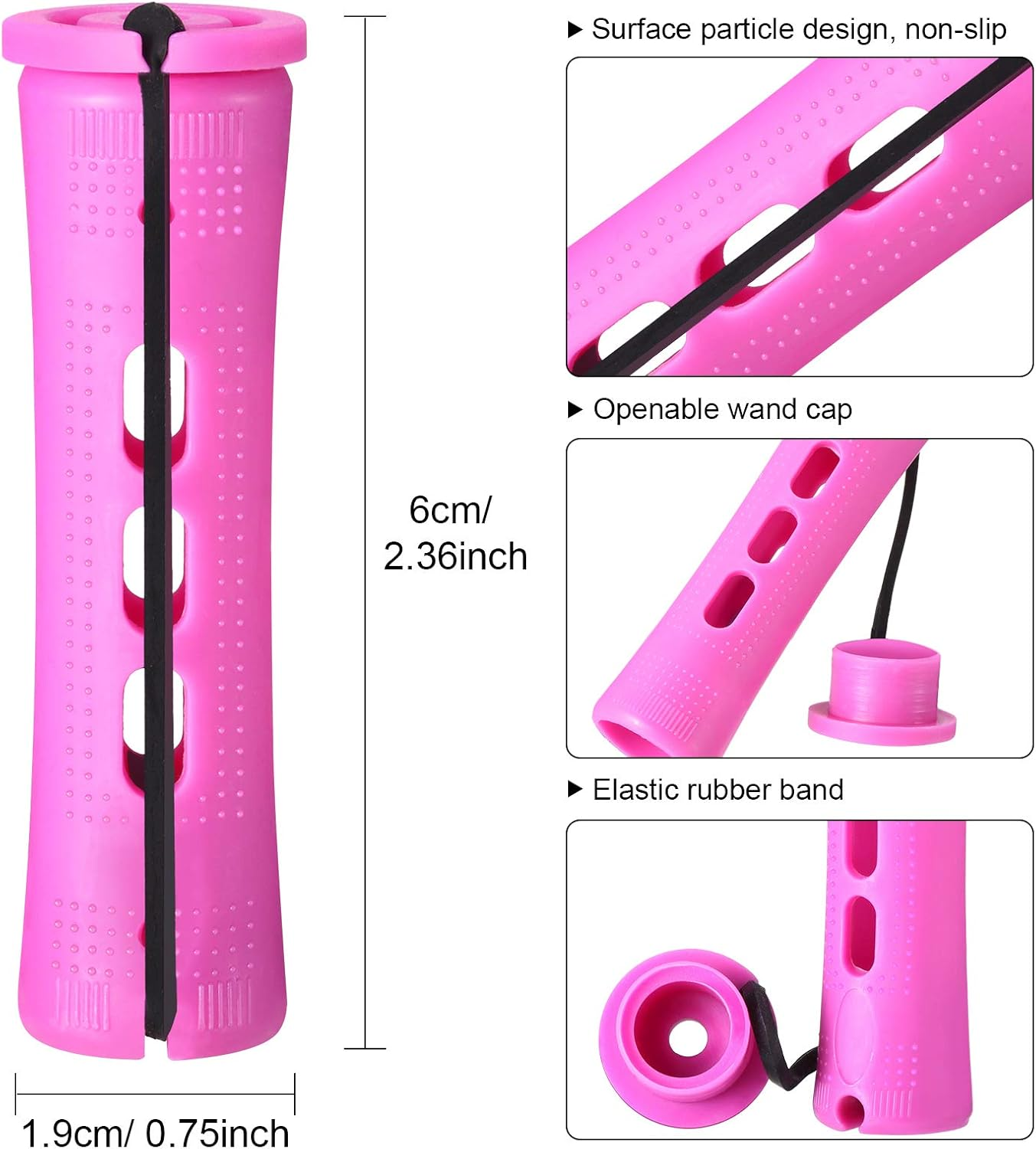 WILLBOND 60 Pcs Short Perm Rods Natural Hair Perm Rods with Elastic Rubber Band Non Slip Plastic Perming Cold Wave Kit for Women Hairdressing Styling Tool(0.75 Inch,Purple) image number 1