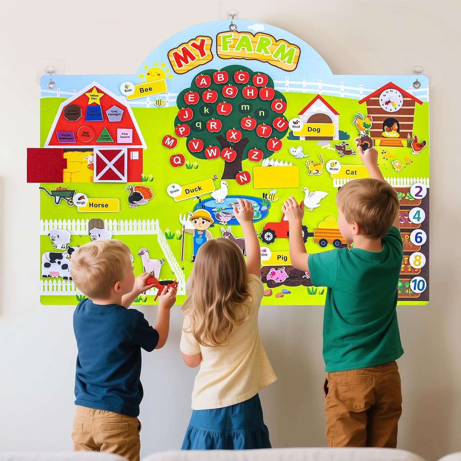 Farm Animals Felt Story Board Set &ndash; 99 PCS Interactive Felt Busy Board for Toddlers, Preschool Wall Busy Toys, Montessori Educational Wall Panel for Kids, Early Learning Flannel Storytelling Kit image number 3