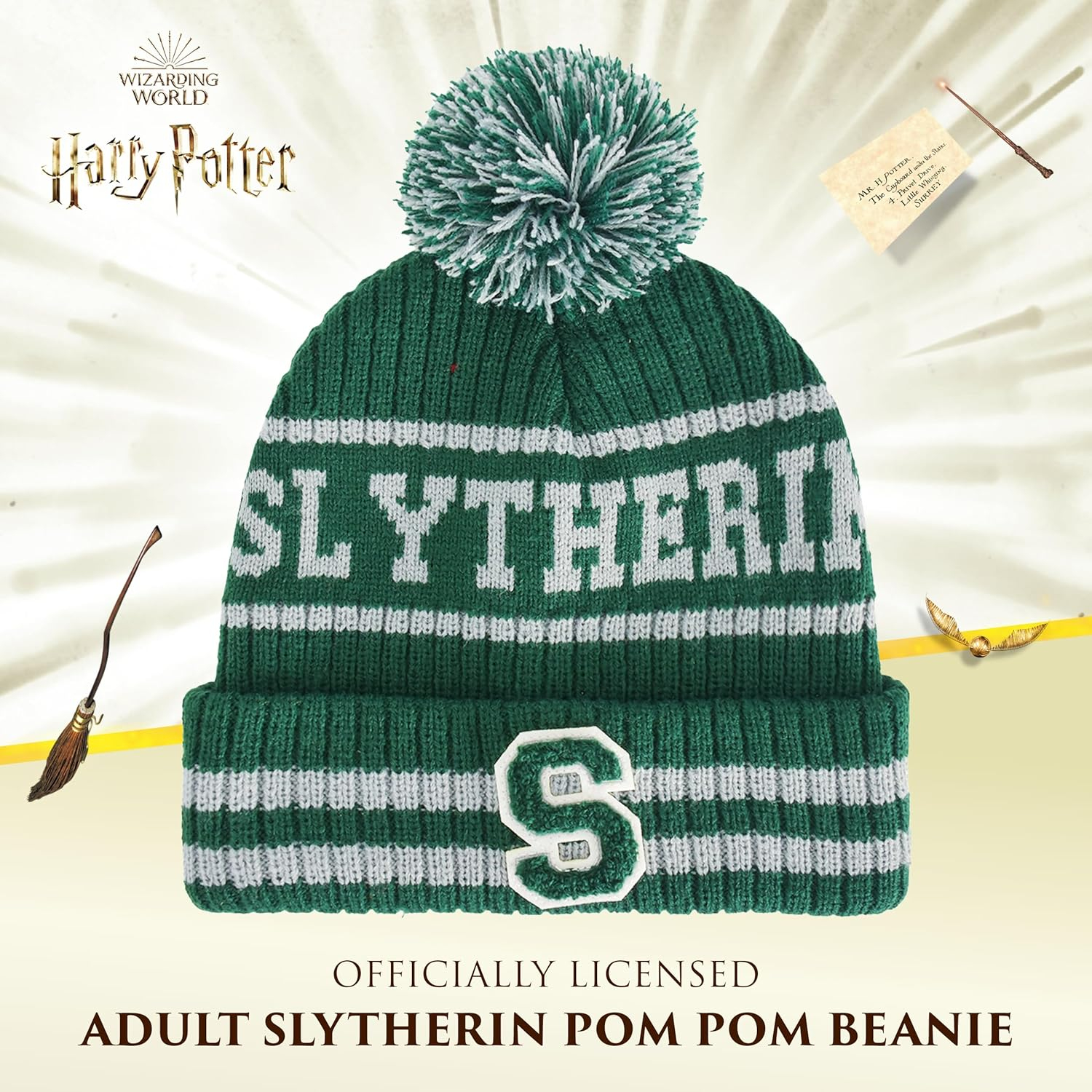 Concept One Harry Potter Beanie Hat, Hogwarts Collegiate Winter Knit Cap with Cuff and Pom image number 6