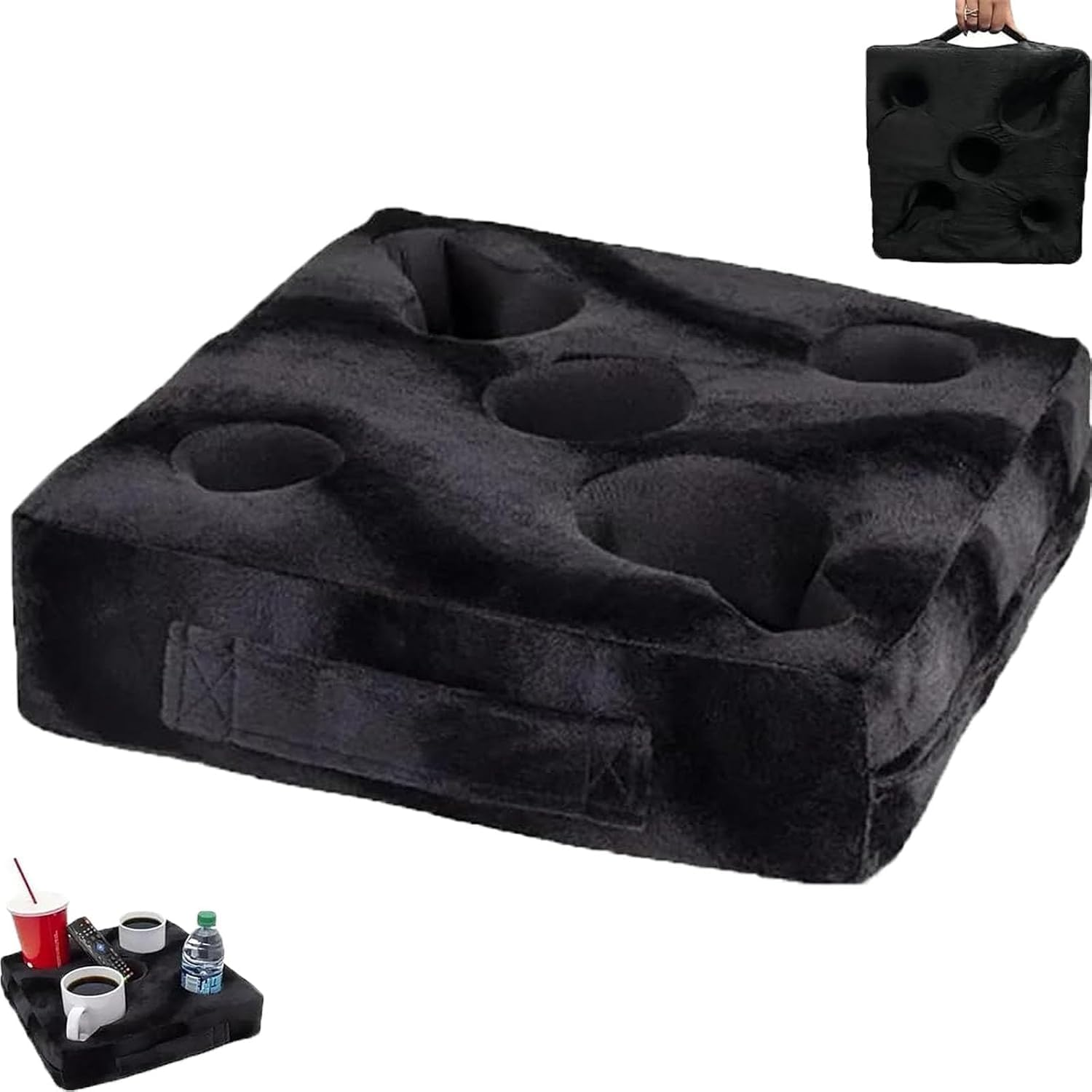 Couch and Bed Cup Holder &ndash; Black Sofa Tray for Drinks, Snacks, and Remote Controls image number 4
