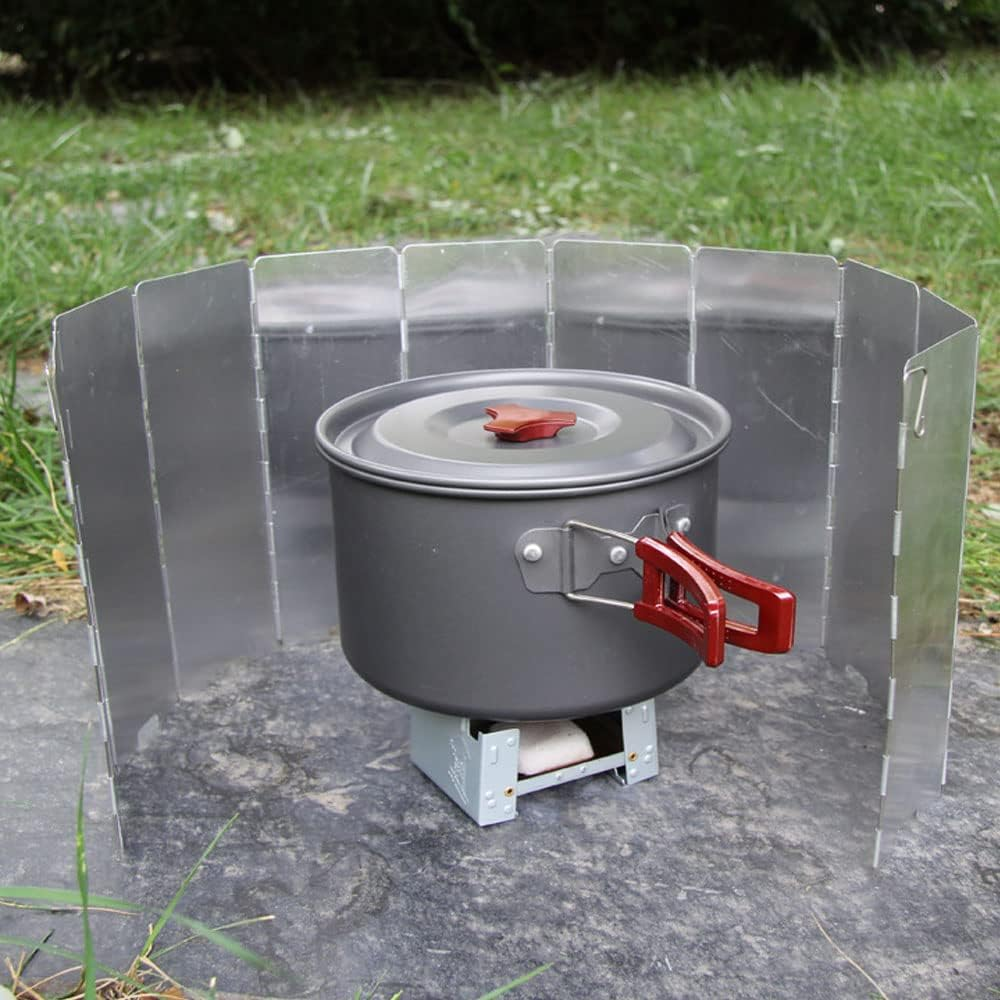 9PCS Outdoor Picnic Plates Fold Set, Folding Outdoor Stove Windscreen,Camping Cooker Stove Wind Shield Screen for Camping and Butane image number 4