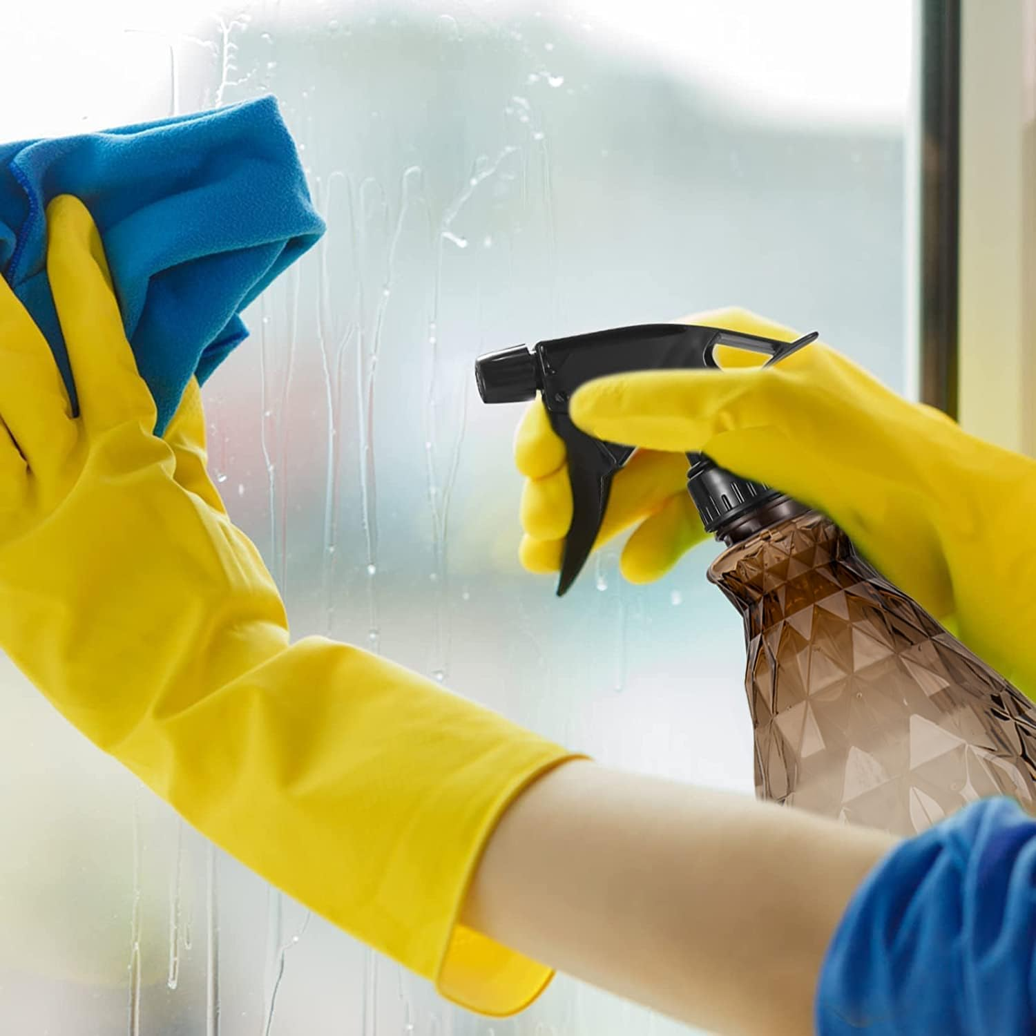 2 Pcs Spray Bottles, 500 Ml/17 Oz Empty Water Spray Bottles, Plastic Reusable Adjustable Mist Sprayer Squirt Bottles Containers Refillable for Cleaning Solutions, Gardening, Plants - Blue image number 3