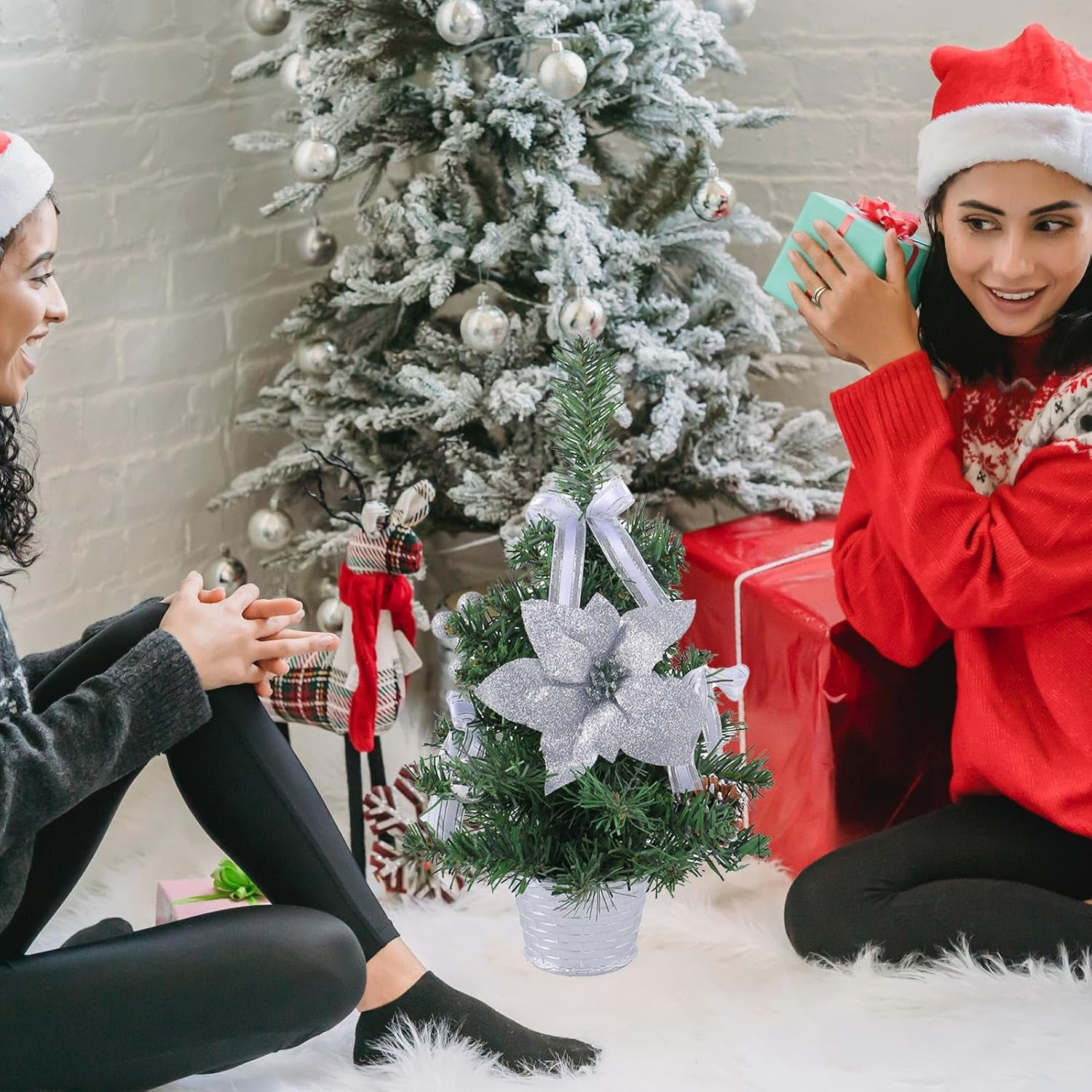 Tabletop Christmas Tree - Small Pine Tree Decorations - Table Small Christmas Tree with Christmas Ornaments for Window, Door, Shelf image number 2