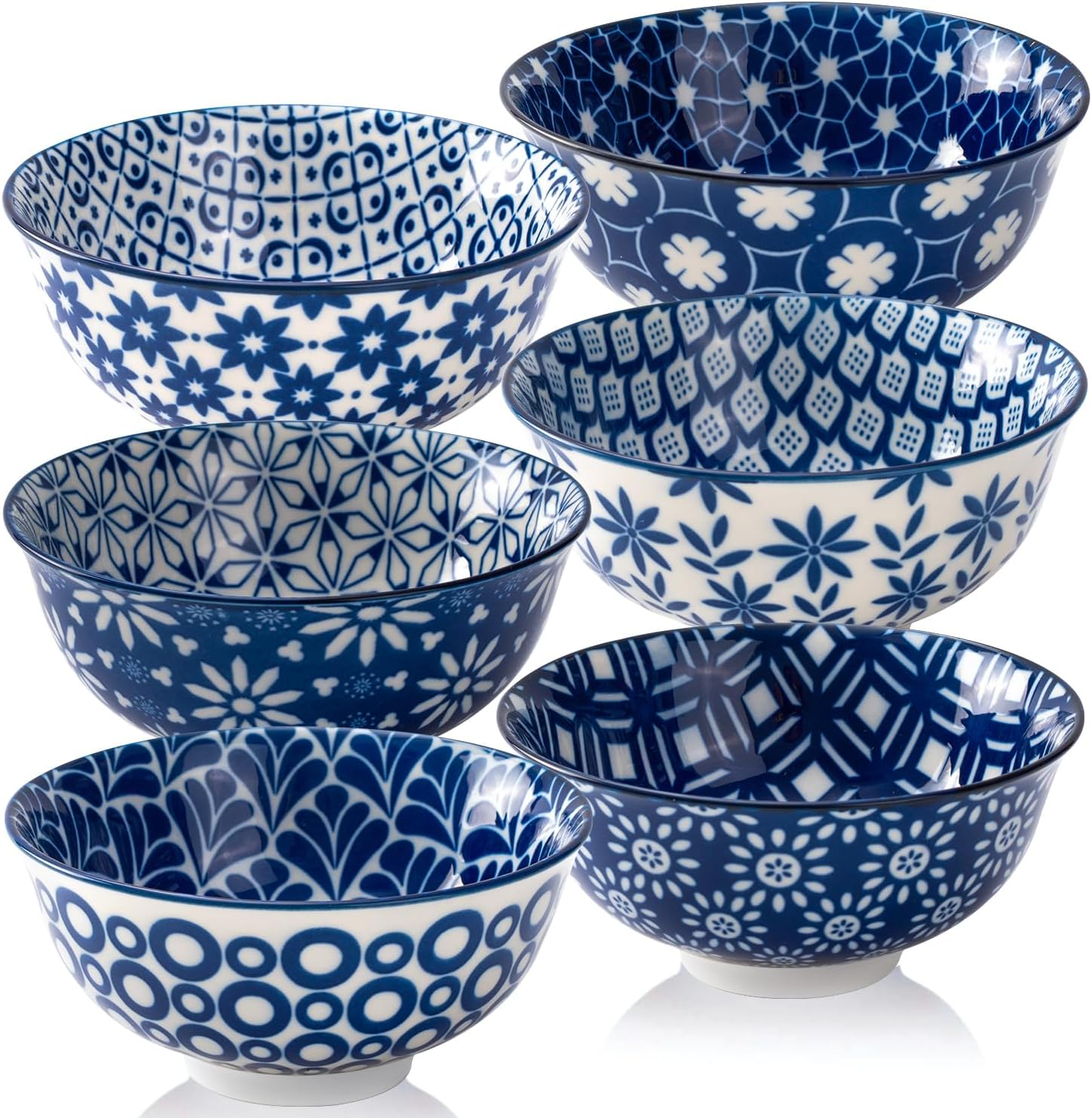 10Oz Colorful Ceramic Bowls,4.7In Small Cereal Bowl Set of 6 for Ice Cream,Dessert,Porcelain Bowl for Dipping, Sauce, Dishwasher Oven Safe