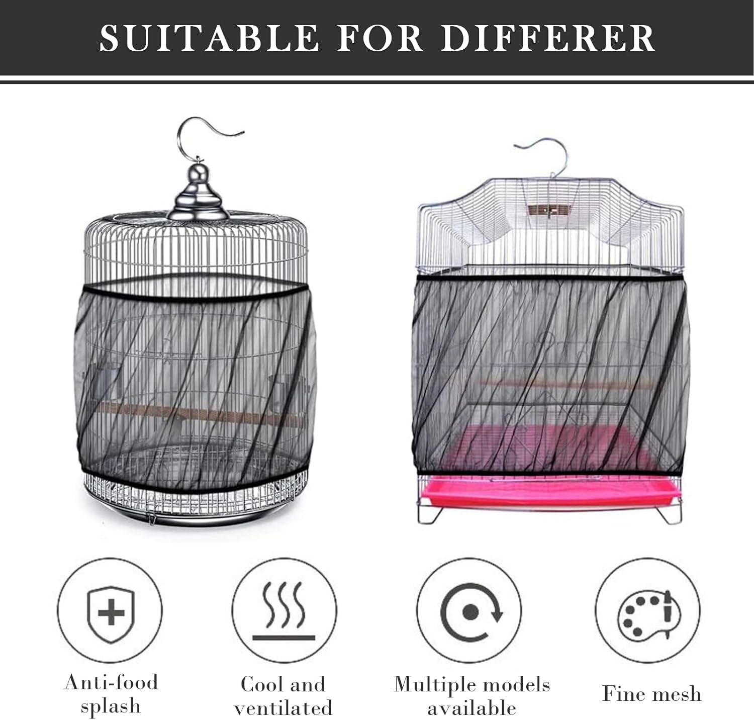 AMYXIYUAN Bird Cage Cover Large Dustproof Mesh Net Nylon Parrot Cage Skirt for Parrots, Parakeets, Macaws image number 4