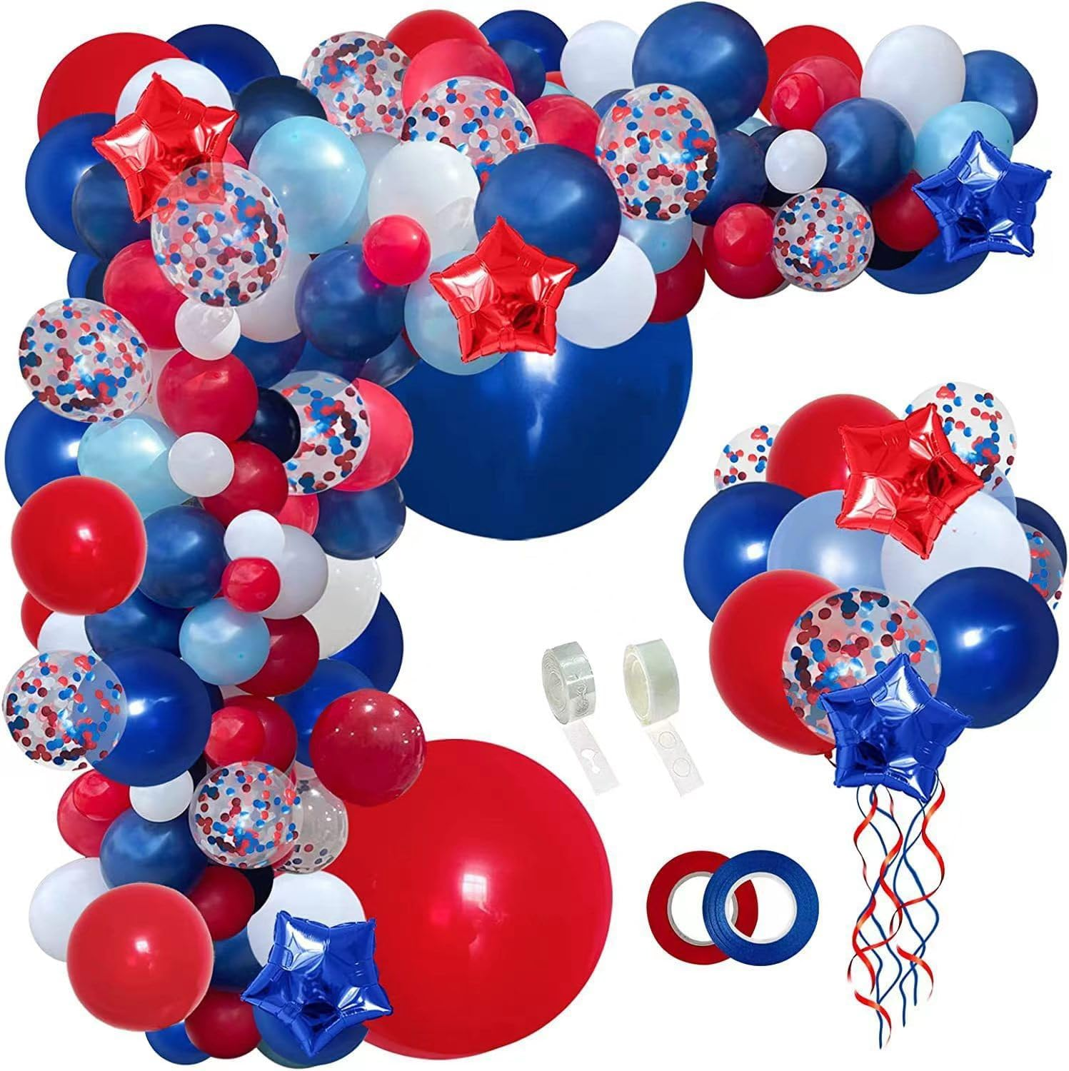 Navy Blue Red White Balloon Garland Red White and Blue Balloons Baseball Balloon Arch Red White Blue Balloon Garland for Birthday Wedding Baseball Carnival Spider Hero Party Decorations image number 3