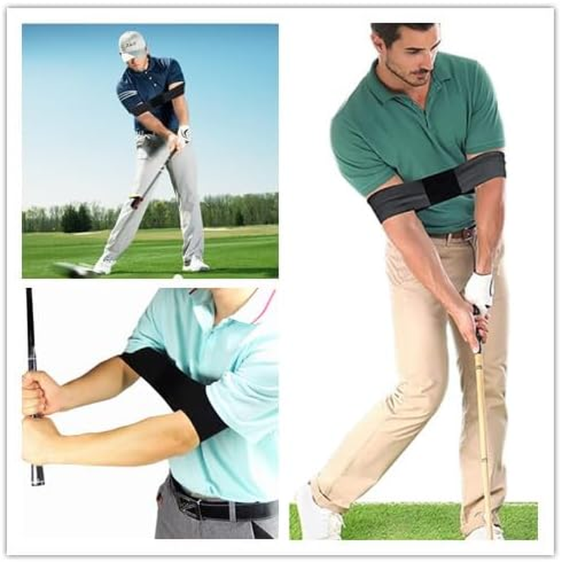 Golf Swing Training Armband,Golf Training Aid,Elastic Golf Beginner Hand Motion Correction Band, Golf Swing Instructor Training Aid Swing Correction Arm Band (Black) image number 3