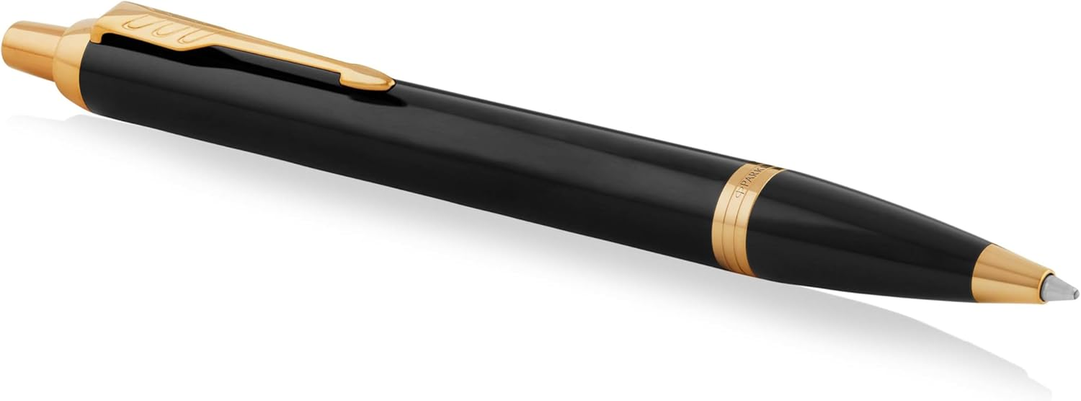 PARKER IM Ballpoint Pen, Black Lacquer Chrome Trim with Medium Point Blue Ink Refill (1931665)