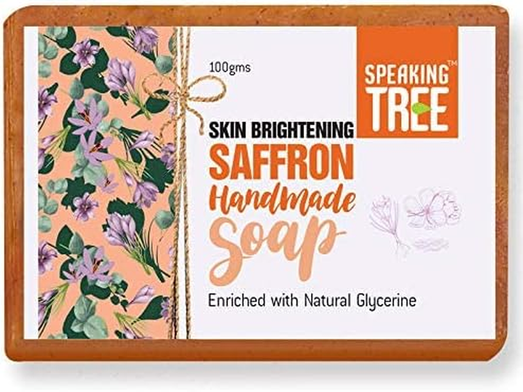 Speaking Tree Skin Brightening Saffron Handmade Soap - 100 Gms (Pack of 3) image number 2