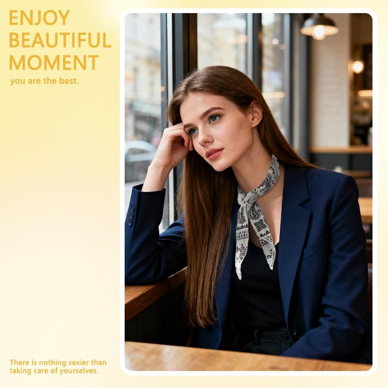 White Head Scarf Bandanas Hair Neck Scarves for Women Paisley Print Cotton Neckerchiefs Neck Accessories for Dress Handbags Hair Bandanas Scarf image number 2