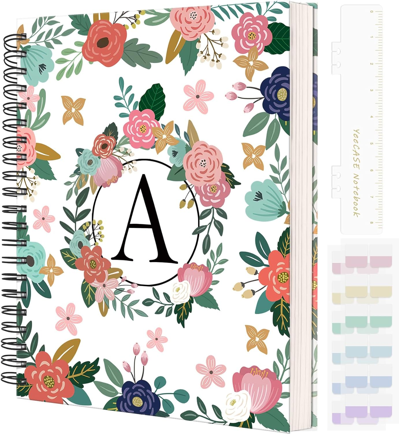 Hardcover Spiral Notebook Journal 8.5&rdquo; X 11&rdquo;, 300 Pages Journals, A4 Large College Ruled Cute Floral Letter Spiral Journal for Work School Note Taking,Lined Journal for Women Men