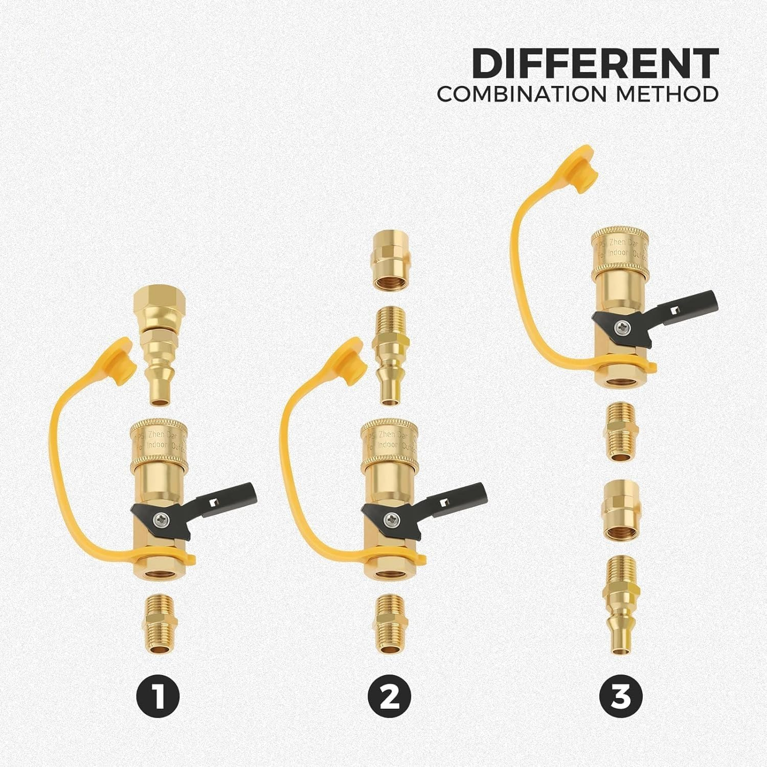 Dophee 1/4Inch RV Quick Connect Fittings Adapter Valve, Shutoff Valve and Full Flow Plug Kit for RV, Camper, Trailer,Bbq, Sturdy and Durable,No Leakage