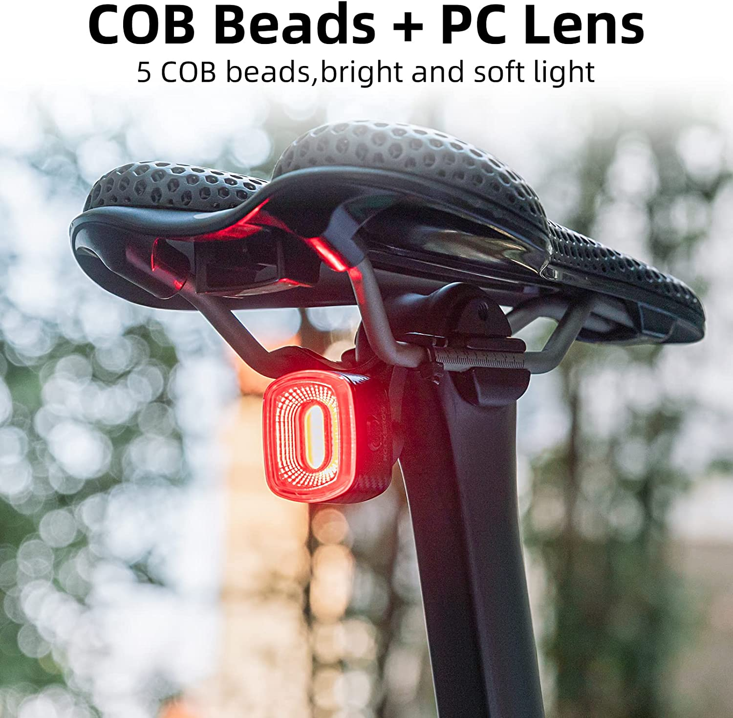 ROCKBROS Smart Bike Tail Light for Night Riding Brake Sensing Bicycle Rear Lights USB Rechargeable IPX6 Waterproof Bright LED Bike Light 260Mah Cycling Safety Road Biketaillight Accessories 4 Modes image number 2