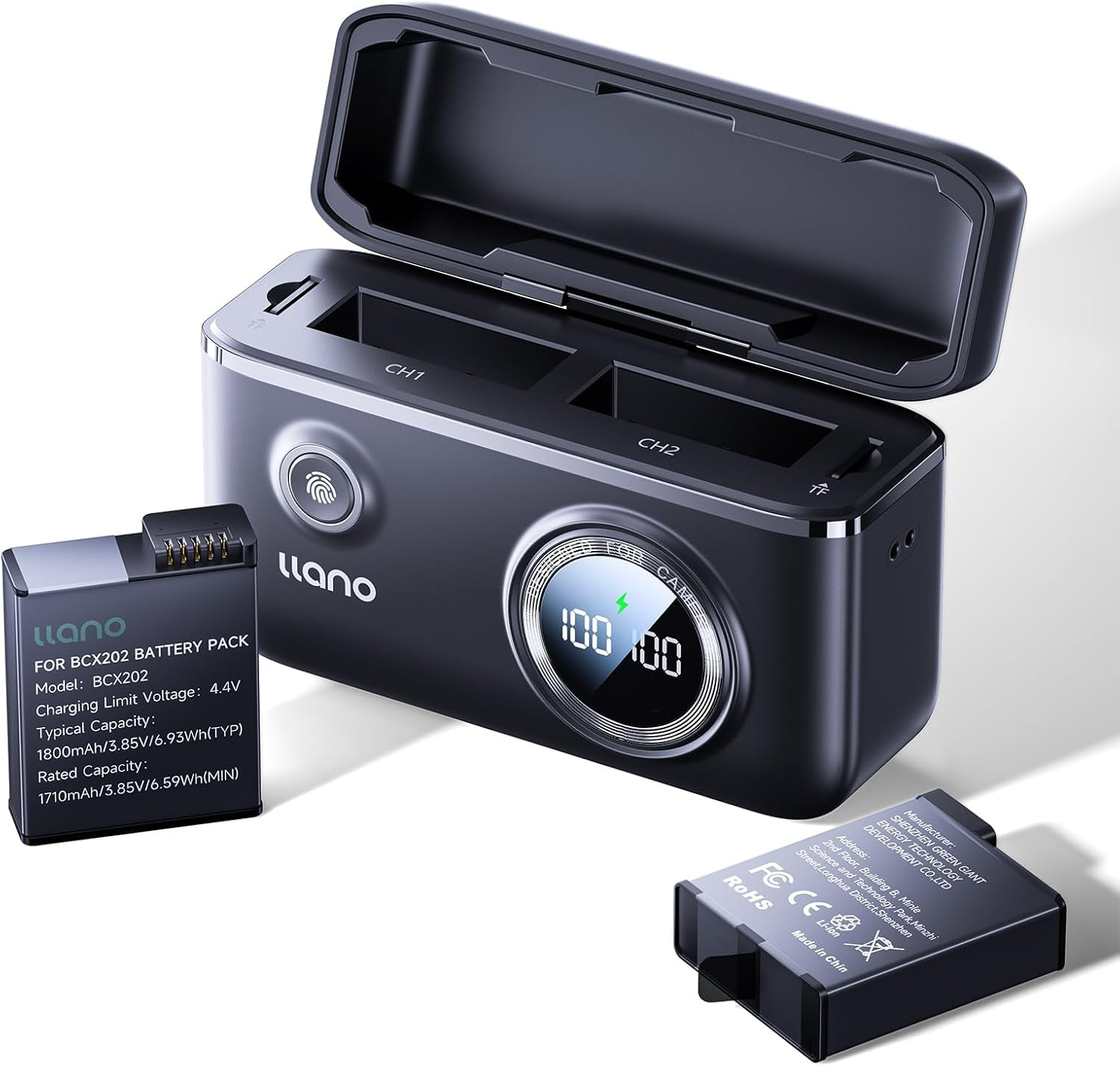 Llano 2 Pack 1950Mah Action 6 Battery and 18W Fast Dual Charger, Compatible with DJI Action 6, Osmo 360, Action 5 Pro, Action 4 and 3 Action Camera