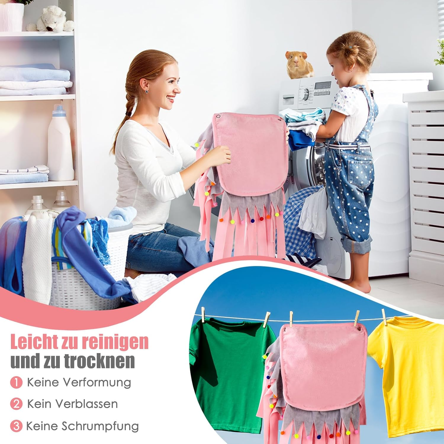 ONEJU Guinea Pig Hideout, Hideout for Guinea Pig, Guinea Pig Hideouts, Four-Sided Guinea Pig Hideouts for Guinea Pig, Bunny, Hamster, Chinchilla, Rabbit without Metal Fences - Pink image number 3