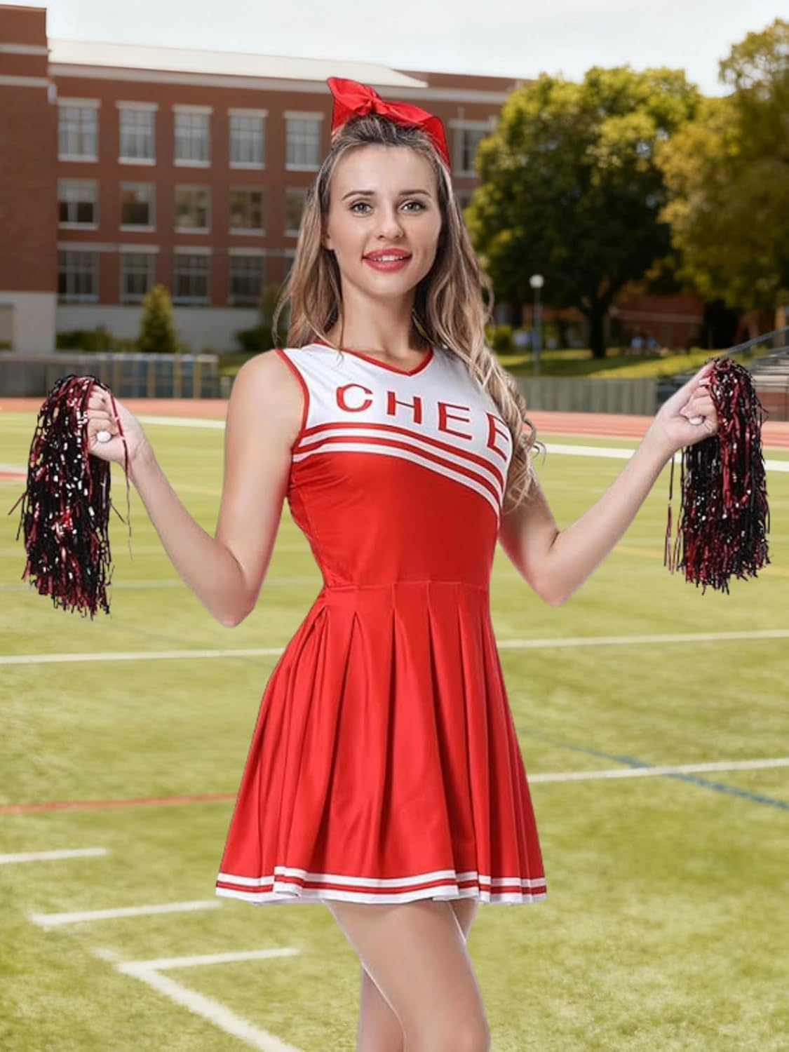 GRAJTCIN Womens Cheerleader Costume High School Girl Halloween Party Complete Cheerleading Outfit image number 4