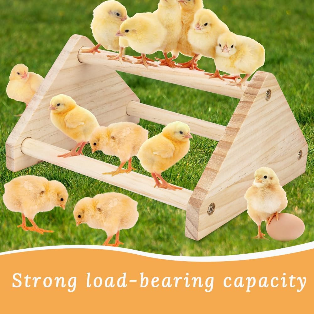 Grouse Perch with Mirror, Wooden Stand for Small Birds, Chicken Training Toys, Jungle Gym Perch for Small Birds, Parrots, Macaws, Chicks, Chicken Coop, Brooders image number 1