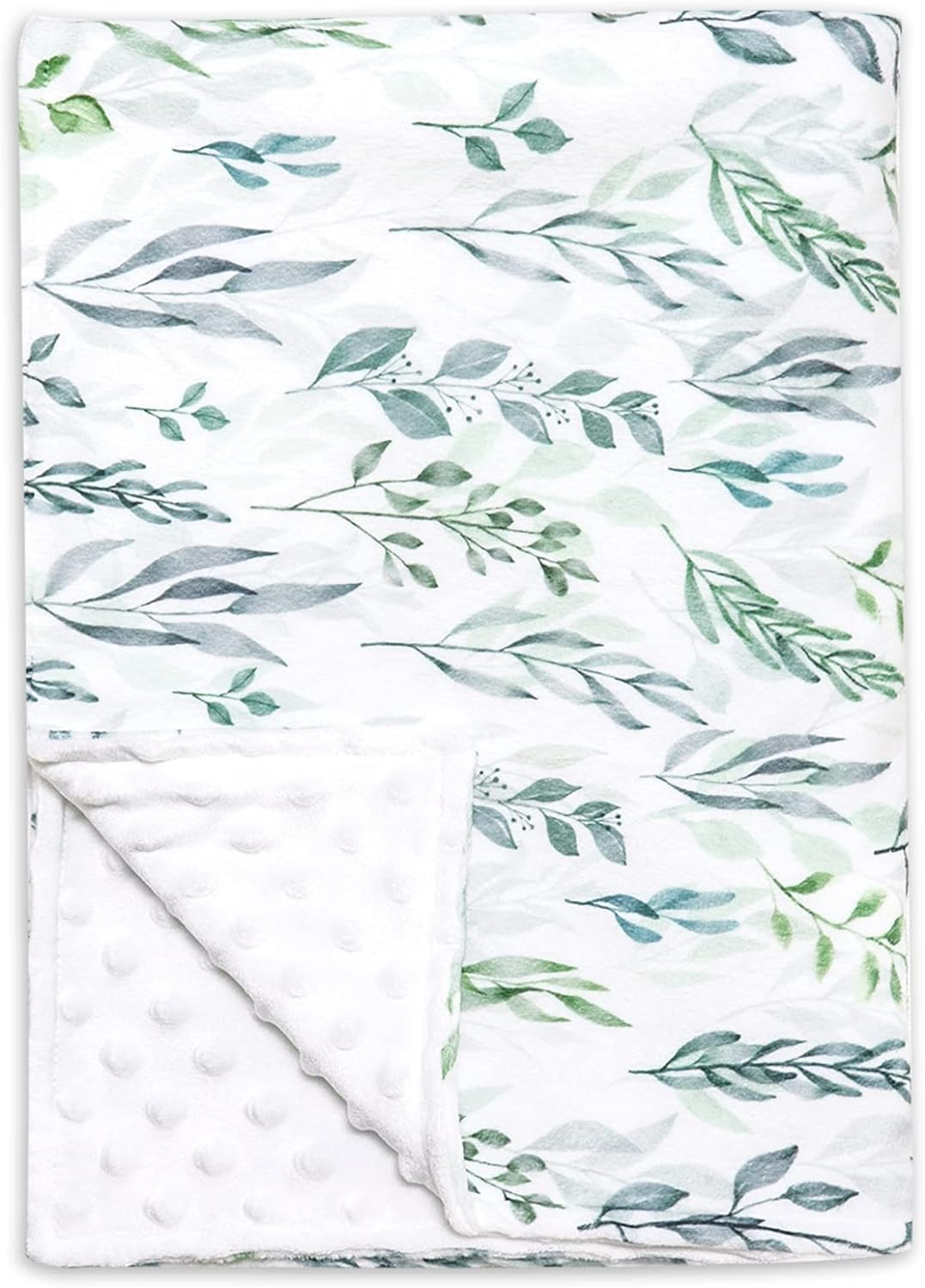 Baby Blanket Green Leaf, Soft Warm Baby Blankets for Girl and Boy, Plush Dot Security Blanket for Nursery Stroller Infant Crib(76X102 Cm)