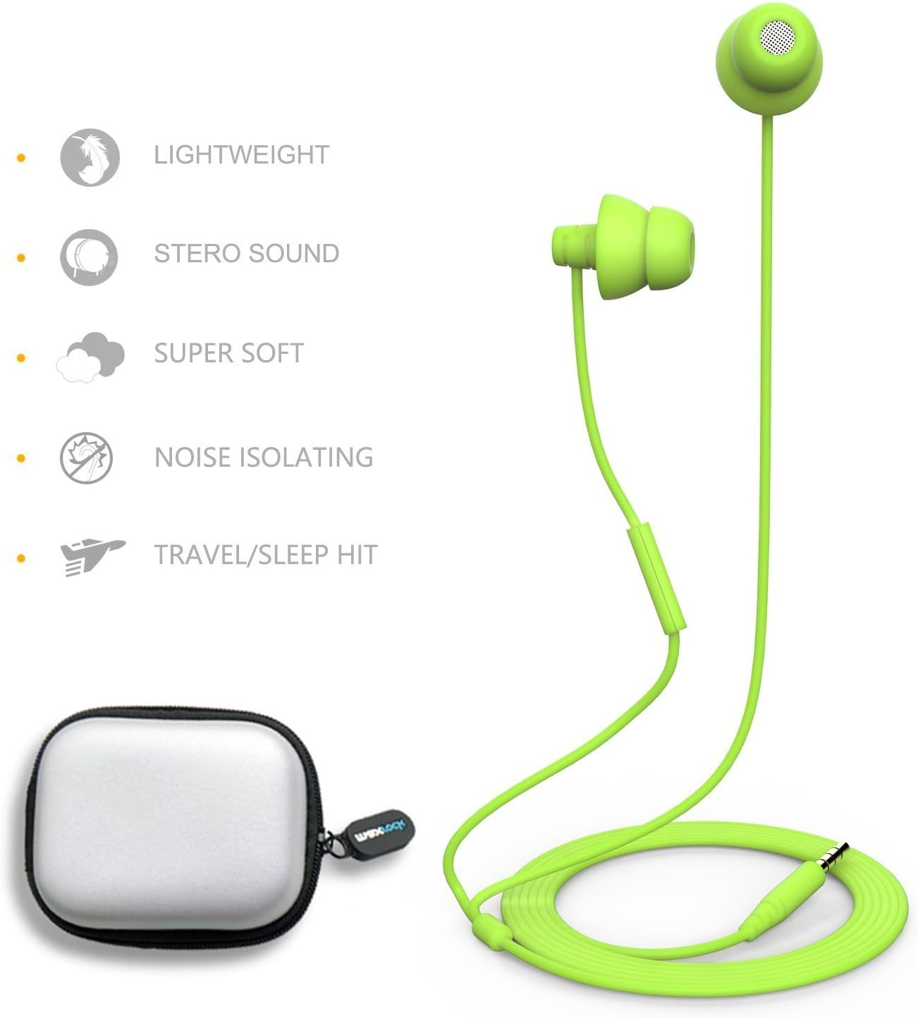 Maxrock (Tm) Sleep-Hit Soft Earbuds Total Silicon Headphones with In-Line Mic for Cellphones, Mp3, Tablet 3.5 Mm image number 1