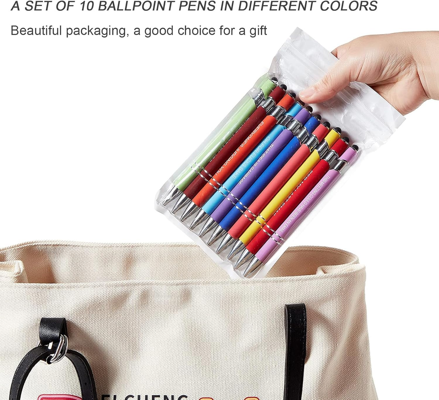 Funny Pens Colorful Ballpoint Pens with Inspirational Quotes and Touch Screen Function Office Gifts