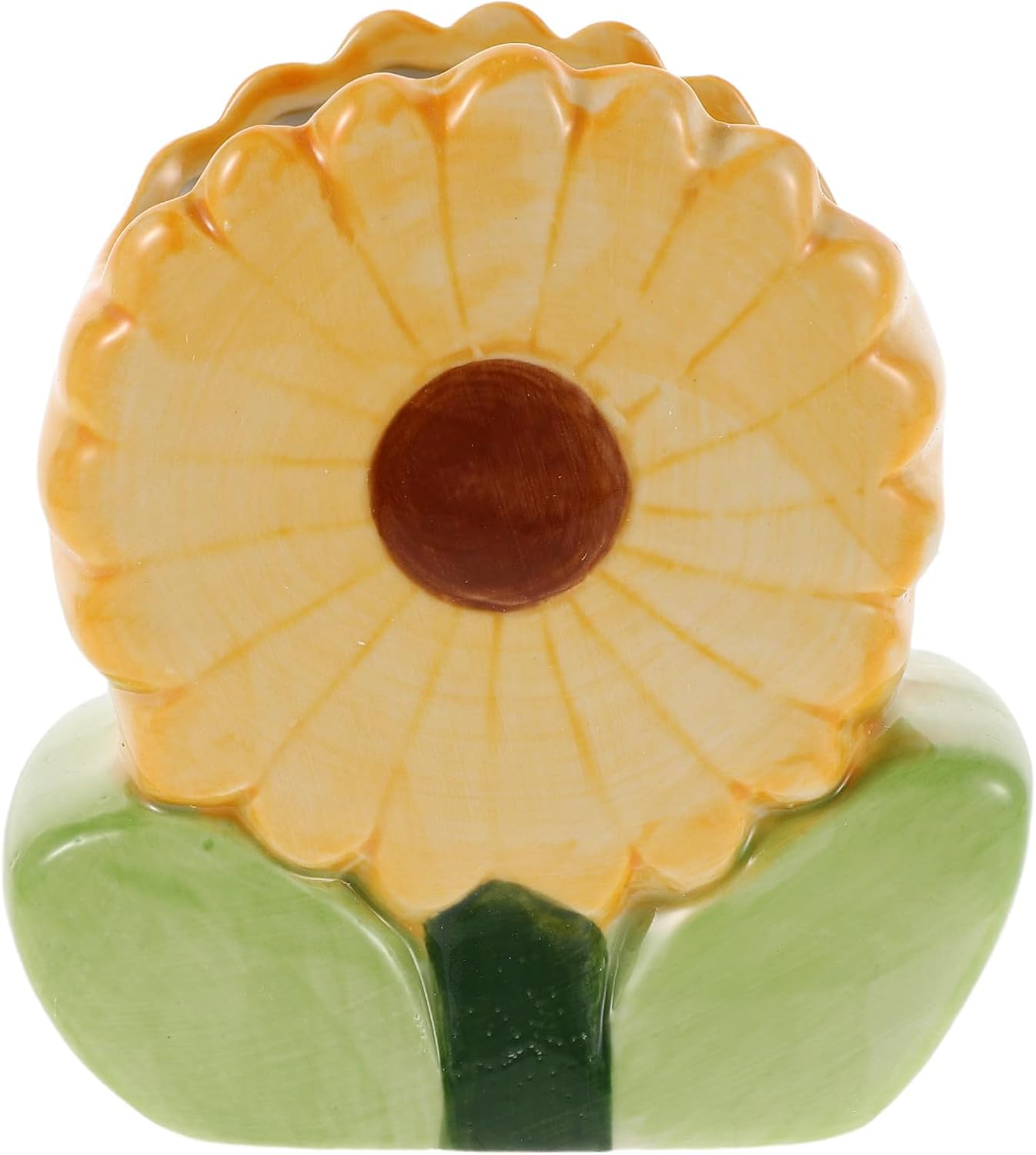 IDEANATEGRATE Aesthetic Pen Holder: Ceramic Flower-Shaped Pencil Organizer - Cute Makeup Brush Holder - Decorative Pencil Cup for Desk Office Vanity Home Decor image number 1