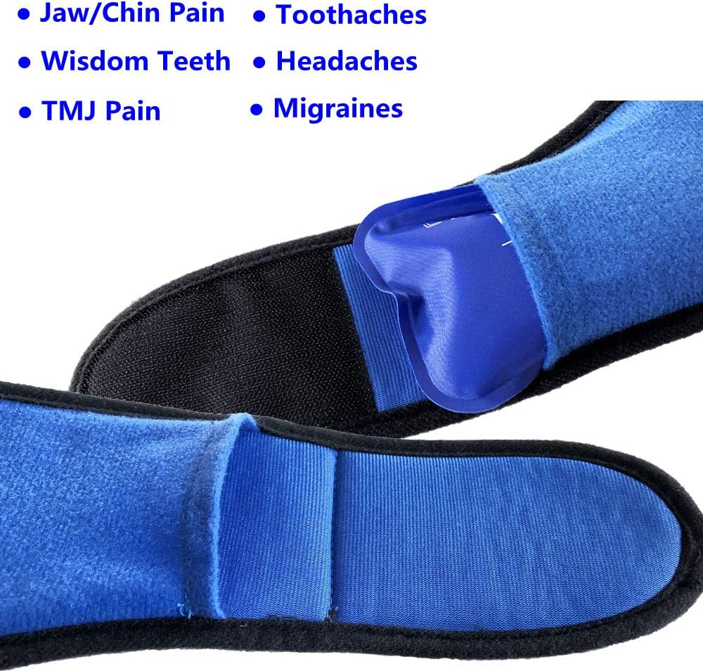 WORLD-BIO Face Ice Pack for Wisdom Teeth, Jaw, Head, Chin - 4 Reusable Hot & Cold Gel Packs with Adjustable Stretch Wrap Relief for Injuries, Oral and Facial Surgery, Migraine, TMJ Pain