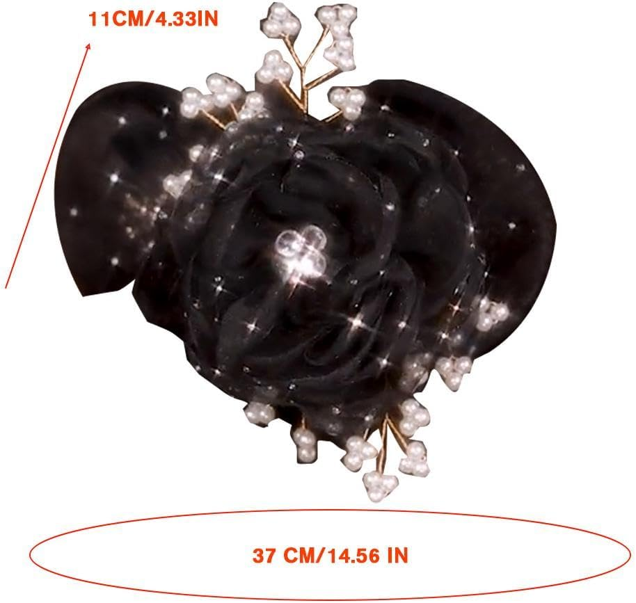 PLGEBR Hair Bun Maker,Hand Embroidered Flowers Deft Bun,Floral Design Dotted Bun Maker,Exquisite Bun Maker for Long Hair,Women Mesh Ballet Hair Styling Accessories image number 4