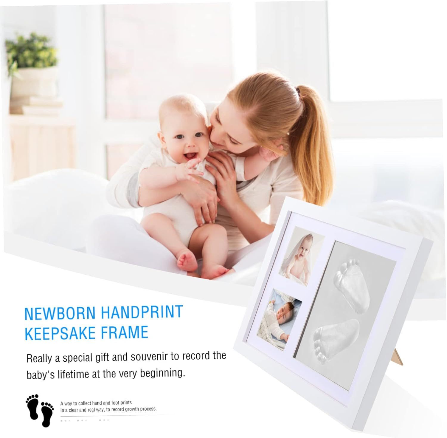 Yardwe 2 Sets Newborn Keepsake Kit with Hand and Footprint Frame for Photos Nursery Wall Decor and Standing Display Shower Gift to Capture Life and Precious Growth Moments image number 4