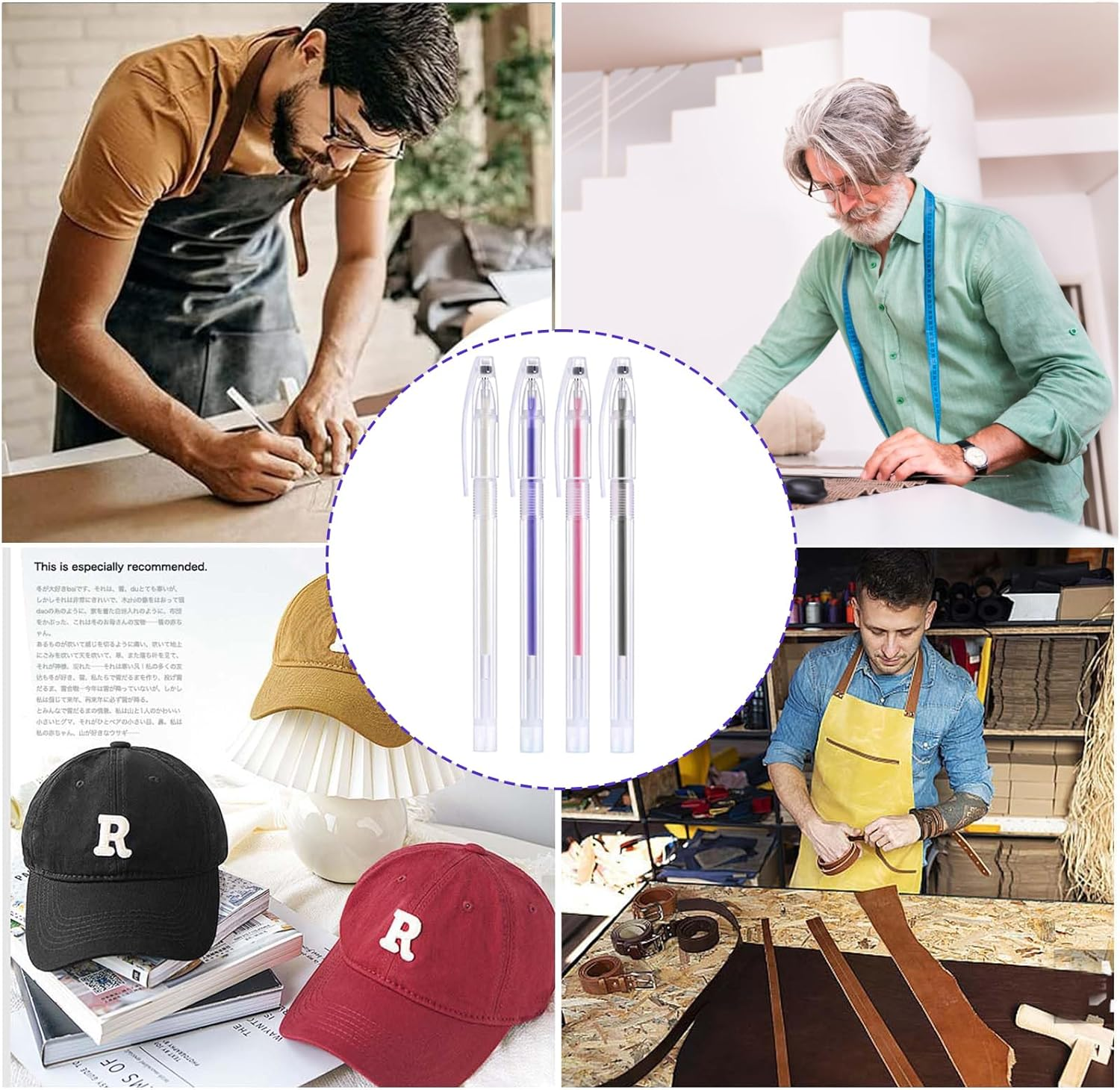 24 Pcs Heat Erase Fabric Pens, High-Temperature Vanishing Erasable Pens for Dressmaking Tailoring, Chalk Pen for Fabric Markers Tailors Quilters Dressmakers Sewing DIY Sewing Projects (4 Colors) image number 6