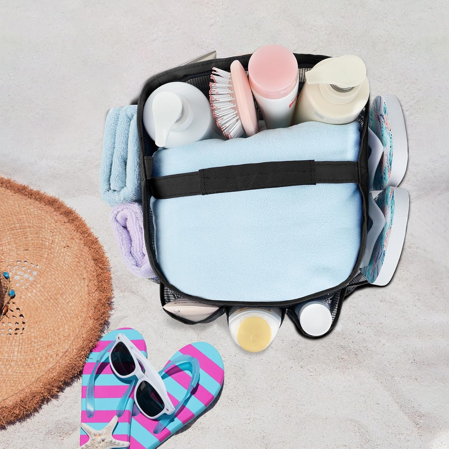 Mesh Shower Caddy Portable for College Dorm Room Essentials with 8 Pockets, Hanging Shower Caddy Dorm Basket, Quick Dry Shower Bag for Bathroom image number 4