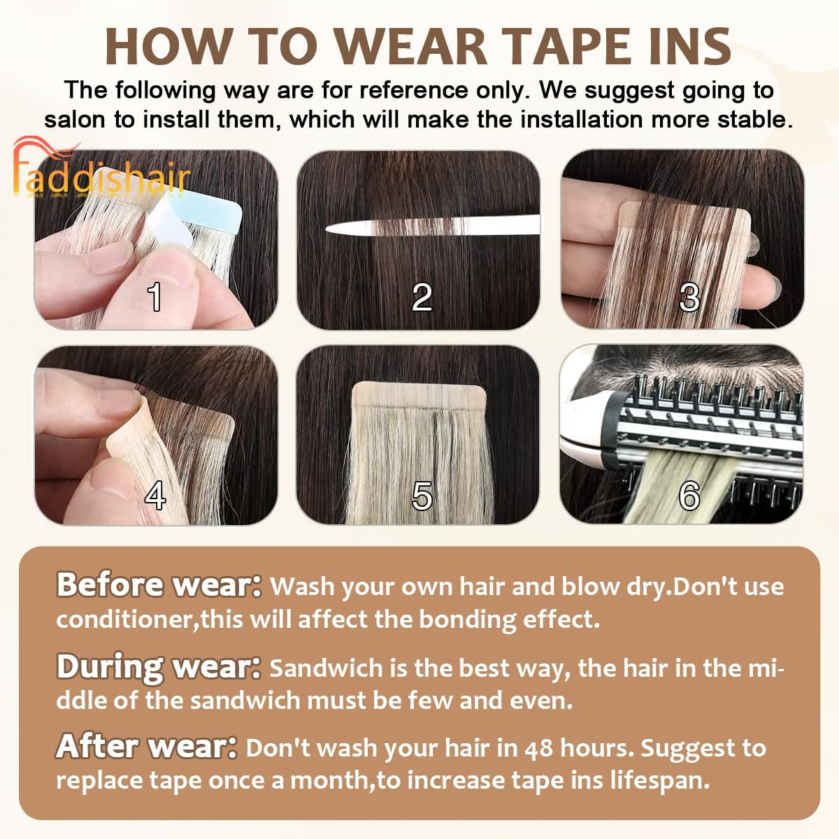 Faddishair Tape in Hair Extensions Human Hair 18 Inch 20Pcs 50Grams Platinum Blonde Remy Human Hair Tape in Extensions Invisible Salon Quality (Platinum Blonde) image number 3