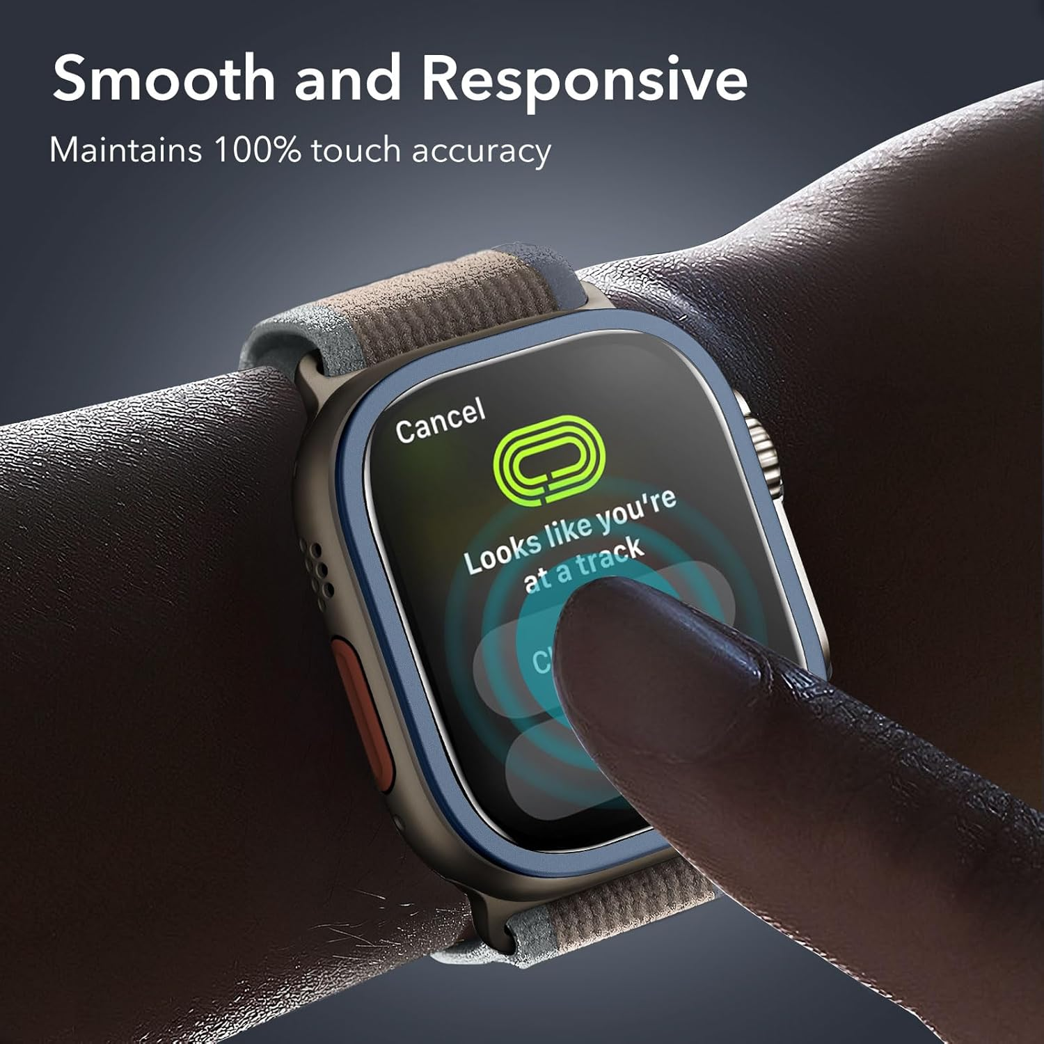 ESR Armorite Screen Protector for Apple Watch Ultra 3/2/1 (2025/2024/2023/2022, 49 Mm), Military Grade Protection, Tempered Glass Protector with Aluminum Alloy Frame, 2 Pack, Blue image number 3