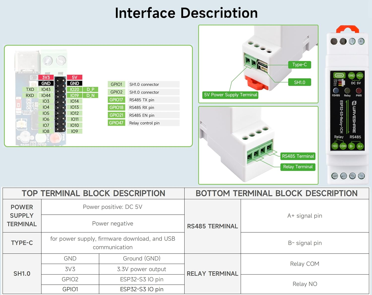 Industrial 1-Ch ESP32-S3 Wifi Relay Module, Support RS485 and Bluetooth/Wifi Remote Control, Better for RS485 Modbus Industrial Modules or Sensors, Built-In Protection Circuits, Safe & Stable image number 1