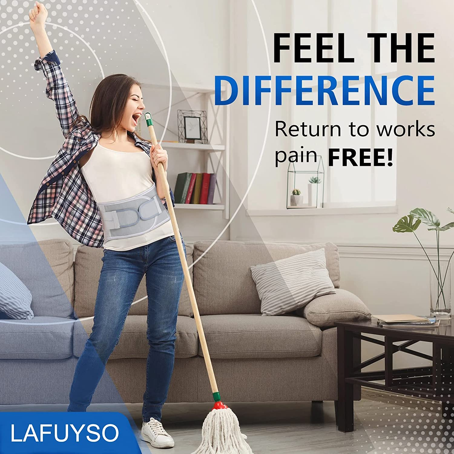 Lower Back Brace for Pain Relief - Removable Stays for Customized Support - Suitable for Men and Women - Ideal for Herniated Disc and Sciatica - Two Sets of Adjustable Stiffness image number 3