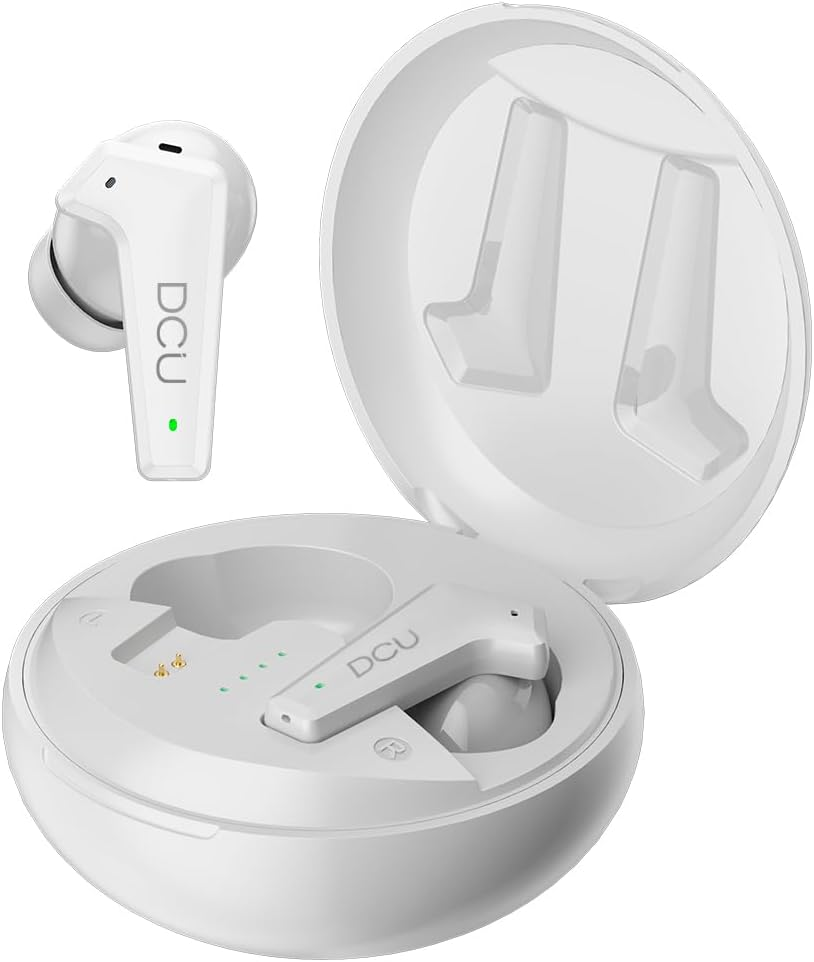 DCU Tecnologic Active Feedforward Noise Cancelling Headphones Bluetooth Headphones 5.0/5.2 White