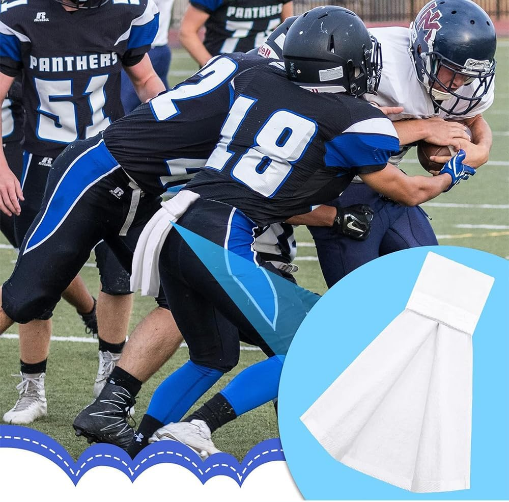 4 Pcs Football Field Towel, Closed Loop Football Accessories Cotton Football Towels Sweat Towels with Hook and Loop Fastener for Stadium, Golf, Gym during Easy to Carry (White) image number 2