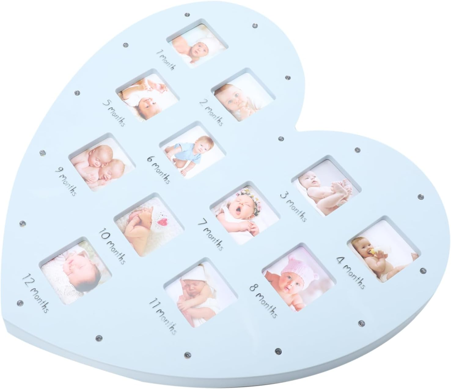 1Pc Heart Shaped Month Growth Picture Frame for Creative Photo Decor for First Year Wall Hanging Table Ornament Keepsake for Parents image number 2