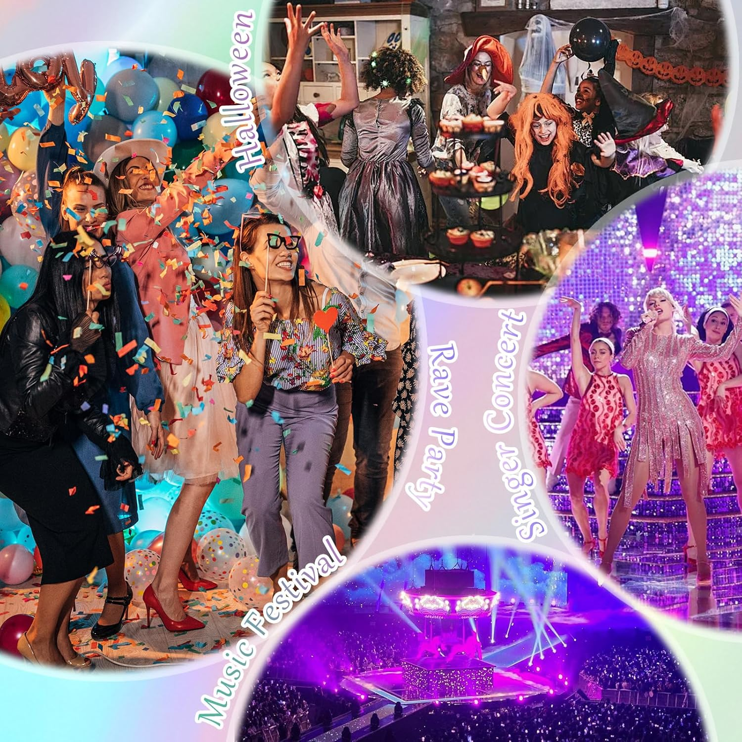 DAGEDA Body Glitter Stick, Mermaid Chunky Sequins Face Paint, Music Festival Concert Accessories Outfits Hair Glitter, Lips Eyeshadow Nails Holographic Cosmetic Halloween Rave Makeup (06 Silver) image number 4