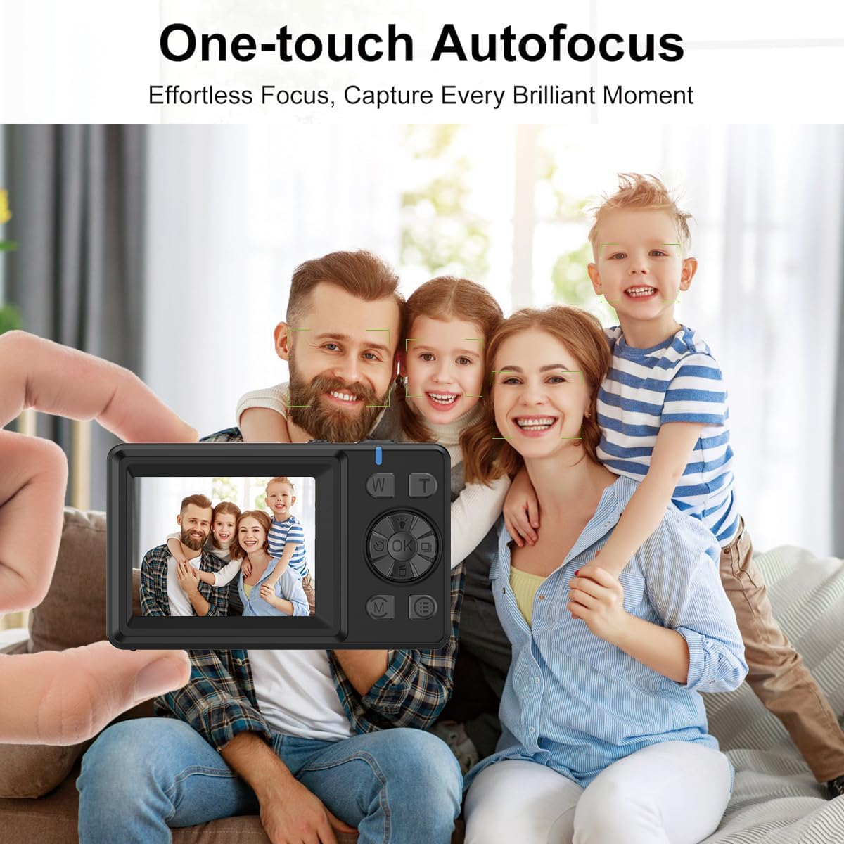 Dual-Screen 4K Digital Camera, with a 2.4" LCD Rear Screen and a 1.3" Front Screen, a 48-Megapixel Full HD Camera, an 18X Zoom Function, Nd a 64GB Memory Card, Black - White image number 3