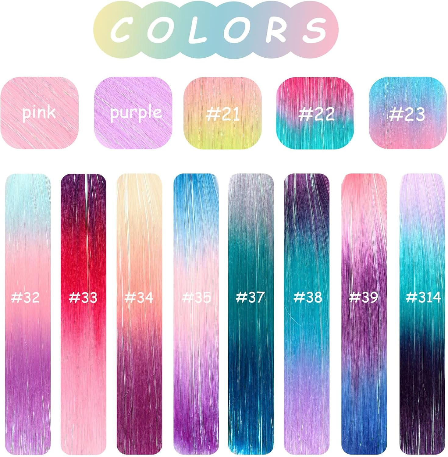 Pink Ponytail Extension with Tie, Colored Hair Extensions, Festival Crazy Hair Day Accessories, Shimmer Tinsel Ponytail Colorful, 18 Inch 2 Packs image number 2