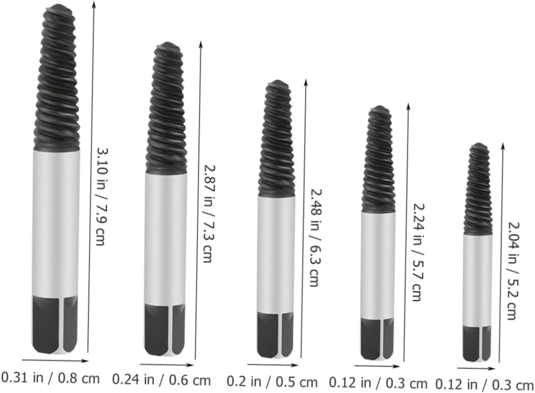 ORFOFE 5Pcs Stripped Bolt Remover and Small Screw Extractor Set, Spiral Flute Reverse Thread Tool for Damaged and Broken Screws Removal, Suitable for Automotive and Home Repair image number 4