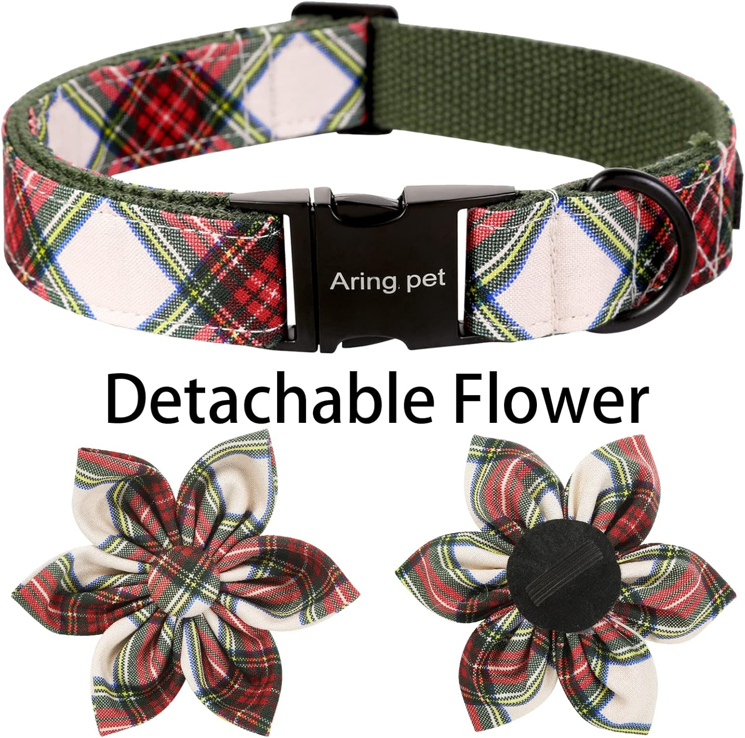 ARING PET Dog Collar with Flower, Dog Collar with Removable Flower, Adorable and Adjustable Christmas Dog Collar for Boy and Girl Dogs. image number 5